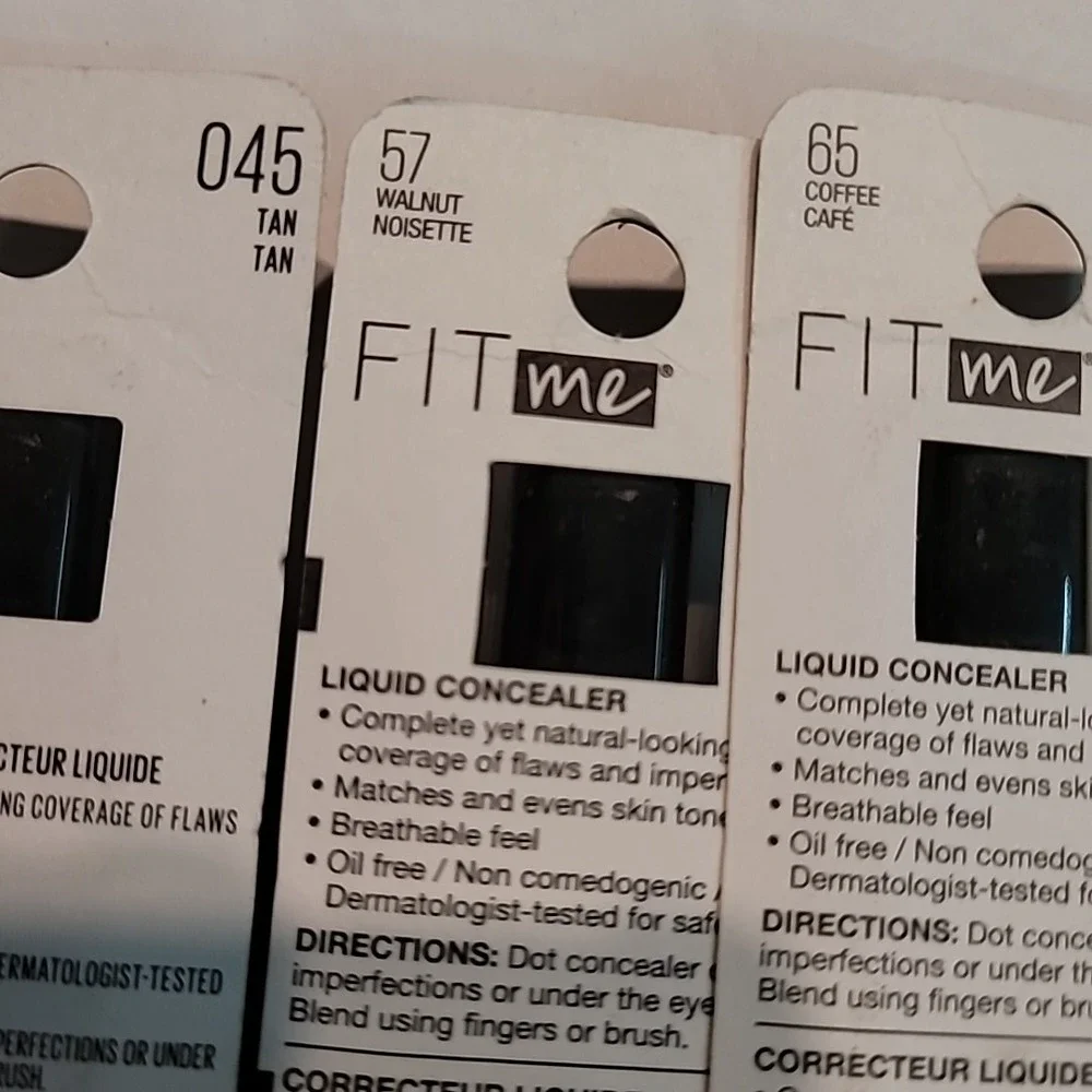 Lot of 3 | Maybelline Fit Me Liquid Concealer 045 57 65 Walnut Coffee Tan Makeup